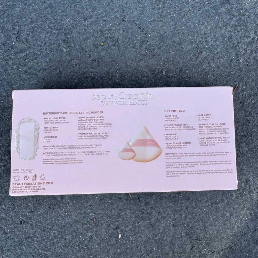 Beauty Creations PINK CLOUD SETTING POWDER + PUFF SET TALC FREE
